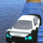 Juego en 3D de conducir autos por caminos flotantes