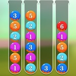 Juego de lógica para ordenar bolas con números en tubos